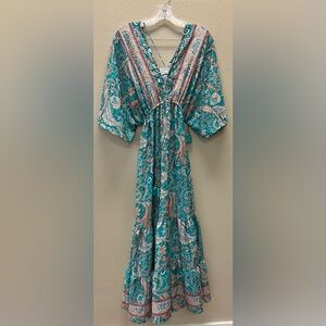 Zury (Free Size) Small/Medium Bohemian Paisley Maxi Dress New with Tags